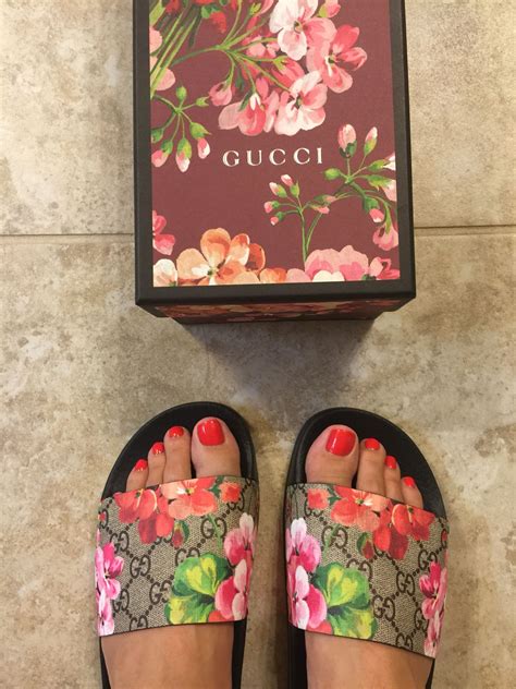 gucci gg blooms slides replica|gucci floral slides outfit.